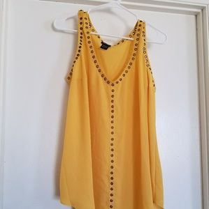 Yellow studded tank top